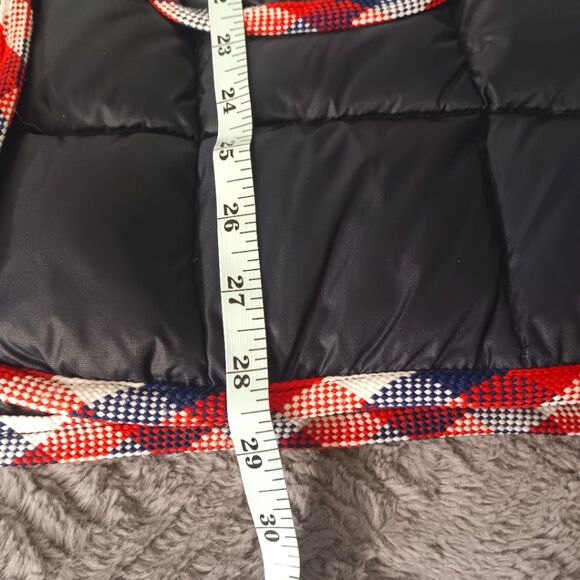 EDDIE BAUER Vintage Women's Goose Down Navy Blue Vest, Red White & Blue Trim - Picture 11 of 11